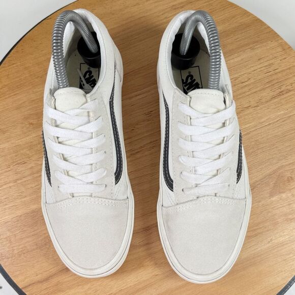 Vans Old Skool Juniors Canvas Suede Low Top Sneakers White Black 4.5 Big Kids - Picture 4 of 10